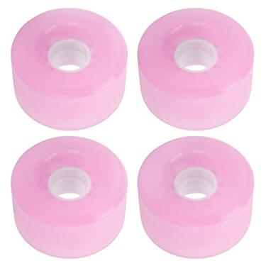 Imagem de Rodas de skate, rodas de skate 80A 70mm lisas 4 peças para substituição de rodas de cruzeiro de longboard(Cor de rosa)