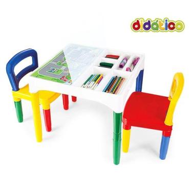Imagem de Mesa Mesinha Infantil Didática Atividades Educativa Com 2 Cadeiras  -