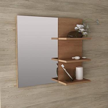 Imagem de Espelheira para Banheiro 3 Prateleiras Bn3608 Tecno Mobili Amendoa