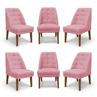 Imagem de Kit 6 Cadeiras De Jantar Paris Suede Rosa - Meular Decor - Meu Lar Dec