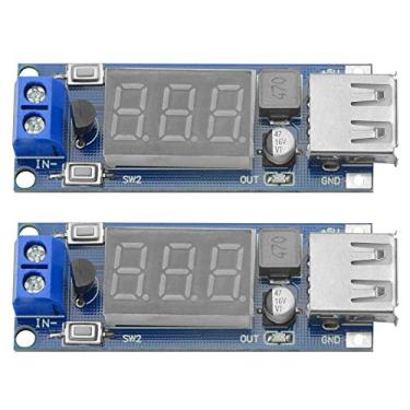 Imagem de XLX Módulo de alimentação conversor de tensão CC CC 2 peças Step down 4,5 – 40 V 12 V para 5 V/2 A + Voltímetro de carro Interruptor Transformador Estabilizador de Voltagem Reguladora com Voltímetro LED 5 V Carregador USB