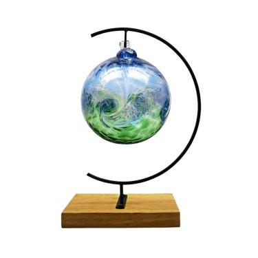 Imagem de Awesomes Suporte de suporte para exibição de ornamento de terrário com suporte de metal para planta de ar, suporte para vaso de flores, suporte de ferro, suporte para pendurar o globo de vidro de terrário (madeira retangular, preto)