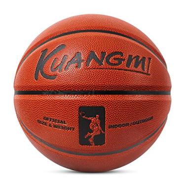 Imagem de Kuangmi Bola de basquete autêntica, feita para jogos internos e externos, couro composto, tamanho oficial masculino 7 75 cm