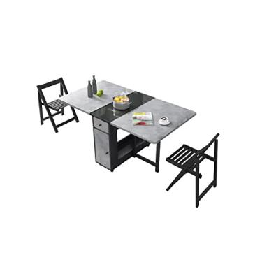 Imagem de Mesa de jantar dobrável, mesa de cozinha dobrável com gaveta de armazenamento e rodízios, mesa de centro versátil para pequenos apartamentos com economia de espaço /1430 (Color : Electromagnetic, Si