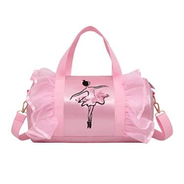 Imagem de Bolsa de dança de ombro para , bolsa de balé de renda, bolsa de mensageiro para bailarina dançarina (fio longo rosa)