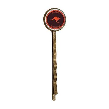Imagem de Emblema estilo Canguru da Austrália, contorno retrô de metal para cabelo Bobby Pin Headwear