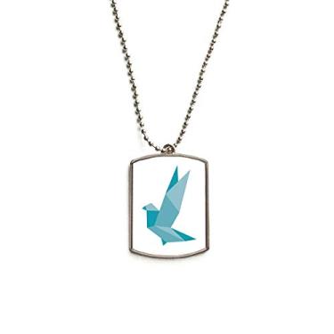 Imagem de DIYthinker Colar de animais de estimação com pingente de corrente de aço inoxidável padrão de pombo de granada abstrata origami