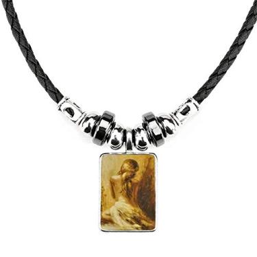 Imagem de DIYthinker Colar Blonde Back Babe Girl Pretty Gal Jewelry Torque Leather Rope Pendant