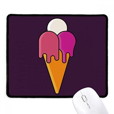 Imagem de Mouse pad branco vermelho Melt Sweet Ice Cream padrão cone borda costurada tapete de borracha para jogos
