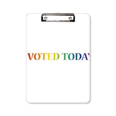 Imagem de LGBT Bandeira do arco-íris I Vote Today Prancheta pasta para escrever placa de apoio A4