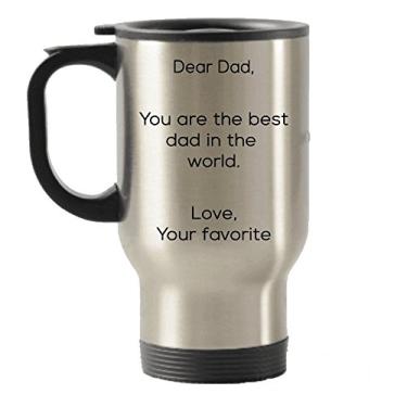 Imagem de Dear Dad, You are the best Dad in the World - ideia de presente divertida de dia dos pais da sua criança favorita caneca de aço inoxidável para viagem com isolamento térmico