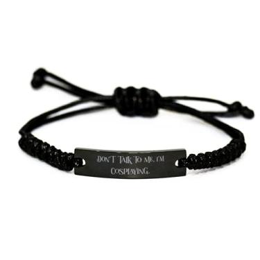 Imagem de SpreadPassion Bracelete exclusivo de corda preta, Don't Talk to Me. I'm Cosplay, presentes inspiradores para homens e mulheres