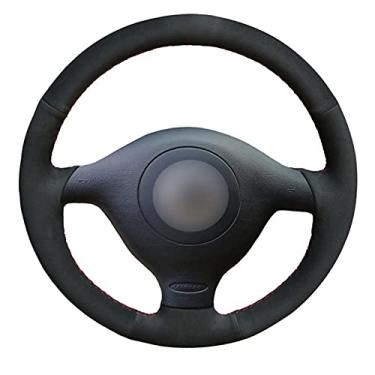 Imagem de Capa de volante de carro confortável antiderrapante costurada à mão preta, apto para Volkswagen VW Golf 4 1998 a 2004 Passat B5 1996 a 2005 Polo 2002