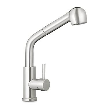 Imagem de Torneira de Cozinha Gourmet Luxo Ducha Spray Extensível Aço Escovado, MM House