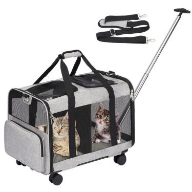 Imagem de Bolsa Transporte Pet Luxo Com Rodinhas Dupla Cães Gatos