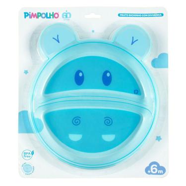 Imagem de Prato Bichinho Pimpolho Com Divisória +6 Meses Azul E Rosa