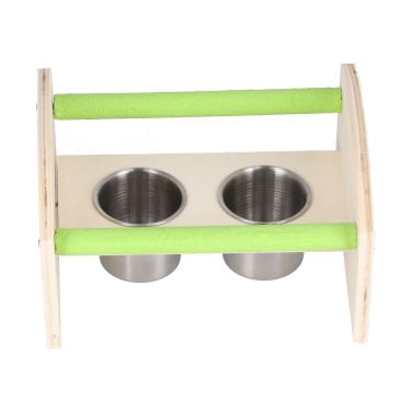 Imagem de Sluffs Parrots Playstand Playground Bird, Suporte Para Pássaros, Suporte De Madeira Para Papagaios Com 2 Copos De Alimentação De Aço Inoxidável Playstand Brinquedo De Treinamento Para Jardinagem Ao Ar