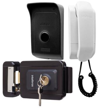 Imagem de Kit 1 Porteiro Interfone Ipr1010 E 1 Fechadura Fx1500 Preta