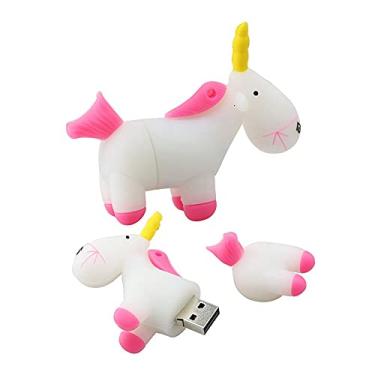 Imagem de 16 GB em forma de unicórnio USB 2.0 Memory Stick USB Flash Drives Flash Drives USB Stick Flash Disk USB Drive com corrente (branco)