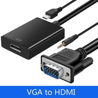 Imagem de Adaptador de cabo VGA para HDMI  conversor macho para HDMI fêmea com saída de áudio  1080P