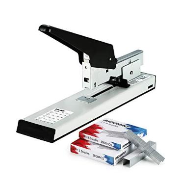 Imagem de IMLIKE Grampeador resistente com 2000 grampos: grampeador manual de escritório de alta capacidade de 100 folhas, metal, sem atolamento, para encadernação de papel, inclui grampos 23/8 e 23/13 cada