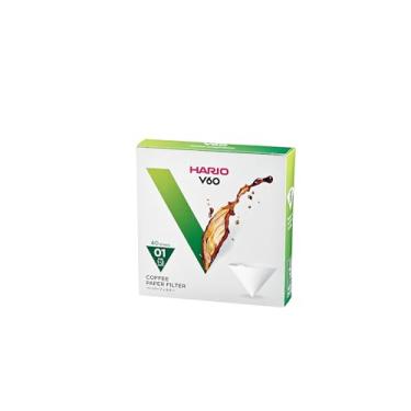 Imagem de Filtro de Papel para Coador de Café V60, Hario, Branco, Tamanho 01, Pacote de 40