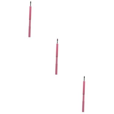 Imagem de Baluue 3 Pecas pincel de maquiagem Escova de maquiagem portátil Escova de metal para lábios escova de brilho labial aplicadores de maquiagem aplicador de batom escova labial prática rosa
