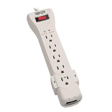 Imagem de Tripp Lite Protetor de surtos Power Strip Cabo de 1,8 m Ângulo direito Plugue 1, Cabo de 2,13 m (7 pés) + TEL