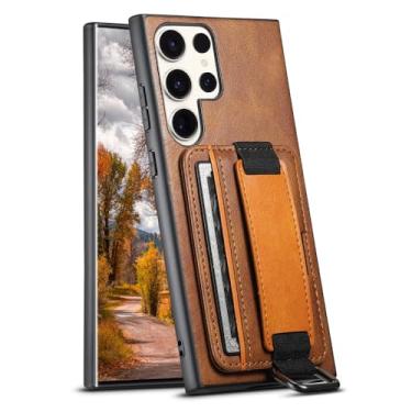 Imagem de Capa de telefone carteira de couro para Samsung Galaxy S24 S23 S22 FE A53 A54 A14 A13 Note20 Utlra Card Slot Holder Cover, marrom, Note20