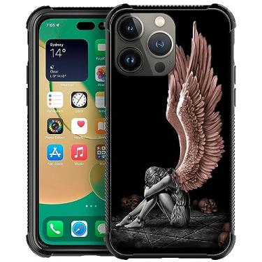 Imagem de DAIZAG Capa compatível com iPhone 15 Pro Max, capa de menina com asas de anjo com amortecedor e proteção contra arranhões para homens mulheres meninas meninos para iPhone 15 Pro Max (6,7 polegadas