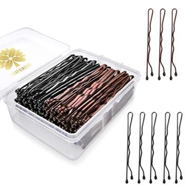 Imagem de KANPRINCESS 100 peças de grampos de 6 cm pretos, sem dor para todos os tipos de cabelo, grampos de cabelo marrom para mulheres e meninas, grampos de cabelo para pães com caixa (preto + marrom)
