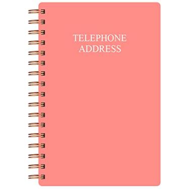 Imagem de Livro de endereços e aniversário com abas, agenda de endereços para contatos, com números de telefone, endereços, aniversário e senha. Organizador alfabético A-Z, rosa, 8,88 x 13,33 cm