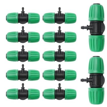 Imagem de MDEOOSKY 12 peças de tubos farpados de 1/2 polegada (1/5.1 cm ID x 1.5-1.6 cm OD) tubo de irrigação 16 mm a 1/4 polegada acessórios de mangueira em T farpado anti-queda peças de gotejamento conectores