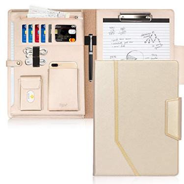Imagem de Toplive Capa para portfólio, pasta executiva de negócios com capa para documentos, prancheta tamanho carta/A4, porta-cartões de visita, portfólio para mulheres e homens, ouro fosco