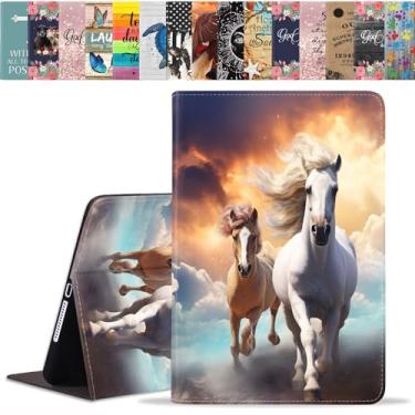 Imagem de ERWYTYIOI Capa para Samsung Galaxy Tab S6 Lite 10,4 polegadas 2022/2020 (SM-P610/P613/P615/P619), capa inteligente fina de couro PU com suporte e despertar/hibernar automaticamente, cavalo de corrida