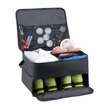 Imagem de QI XING Organizador de porta-malas de golfe com compartimento separado para 2 pares de sapatos, organizador de armário de carro de golfe para bolas, camisetas, roupas, luvas, acessórios