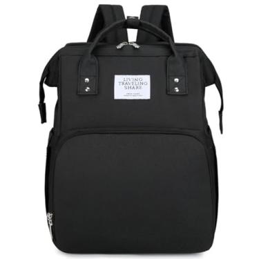 Imagem de BY-J Mochila para fraldas com trocador de fraldas, bolsas infantis para meninas, meninos e mulheres, grande mochila de viagem, Preto, Large, Mochilas Daypack