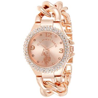 Imagem de U.S. Polo Assn. Relógio feminino de aço inoxidável e liga de quartzo, cor: ouro rosa (modelo: USC40226)