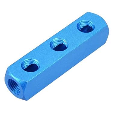 Imagem de Divisor de bloco de coletor de 3 vias e 6 portas, encaixe em linha de mangueira de ar pneumática de 6 mm para tanque de ar portátil Air Comrpessor, divisor de bloco de coletor em linha de mangueira de