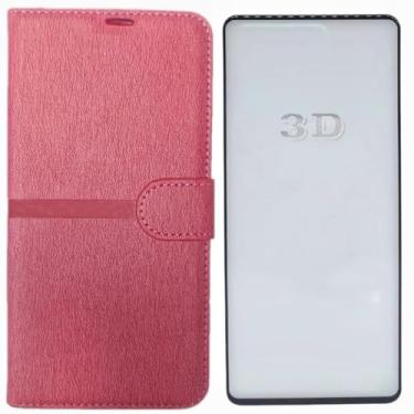 Imagem de Kit Capa Carteira Para Samsung M54 Rosa + Pel�cula 3D