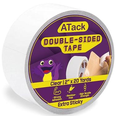 Imagem de Fita adesiva dupla face da ATACK, removível, transparente, 5 cm x 50 metros – Extra aderente para ligação pesada