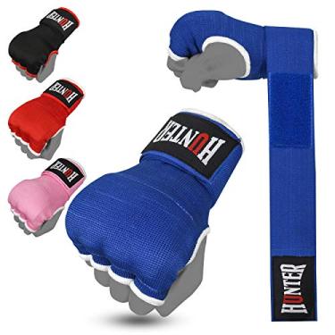 Imagem de Luvas internas acolchoadas com gel da HUNTER com envoltórios de mão para boxe (conjunto de 2 luvas) (azul, P/M)