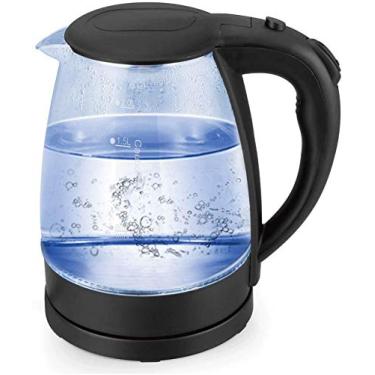 Imagem de Chaleira elétrica, chaleira elétrica de vidro - 2 litros portátil para uso em escritório, vidro puro, sem fio, desligamento automático, chaleira para chá de fervura rápida (2L)/preto (preto) Beauty