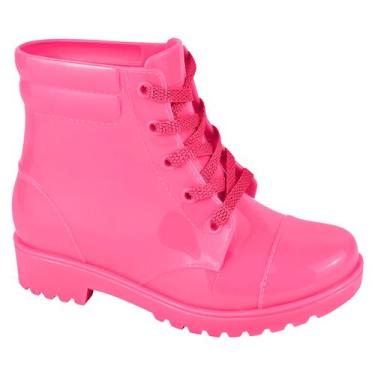 Imagem de Coturno Boot Bota Galocha Infantil Luelua Tratorado Com Cadarço Pink N