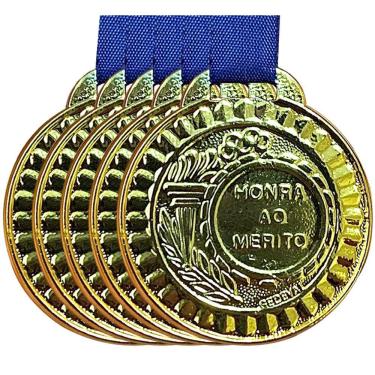 Imagem de Kit 5 Medalhas De Honra Ao Mérito 3,5cm Campeonato Premiação ouro