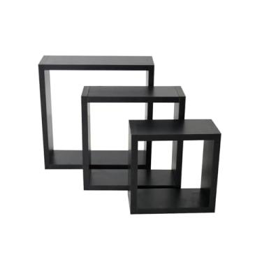 Imagem de Prateleira Nicho Cubo Quadrado MDP 15mm 3 Peças - Preto