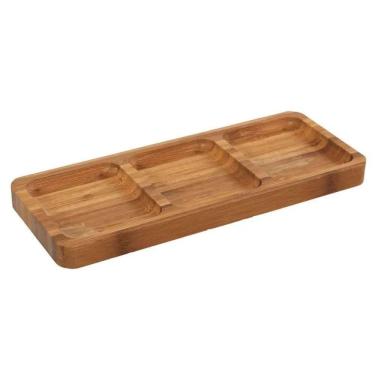 Imagem de Petisqueira Em Bambu Retangular Com 3 Divisórias 25x10cm