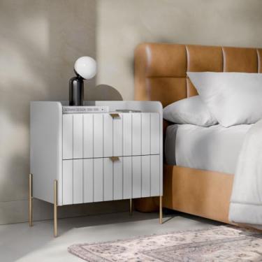 Imagem de Mesinha De Cabeceira Linha Venus 60cm De Largura Com Pés E Puxadores Modernos LCN Móveis