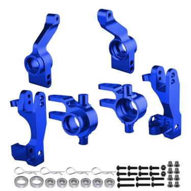 Imagem de Hobbypark Aluminum Steering Blocks Caster Blocks C-Hubs Stub Axle Carriers Left & Right with Ball Bearings Replace 6837 6832 1952 for Traxxas 1/10 Slash 4x4 Hop Parts (Navy Blue)
