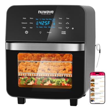 Imagem de Nuwave Brio 15,5 Qt Air Fryer 10 em 1 Forno Rotisserie tamanho GG, fritar uniforme e crocante, reaquecer, assar, desidratar para refeições rápidas, controle de 50°-218.3 °C, 100 predefinições e 50